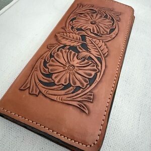 Floral Embossed Leather Wallet